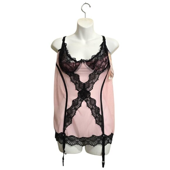 Shirley of Hollywood NWT Sheer Lace Bustier With Garters Lingerie Sz 1X - Picture 1 of 10